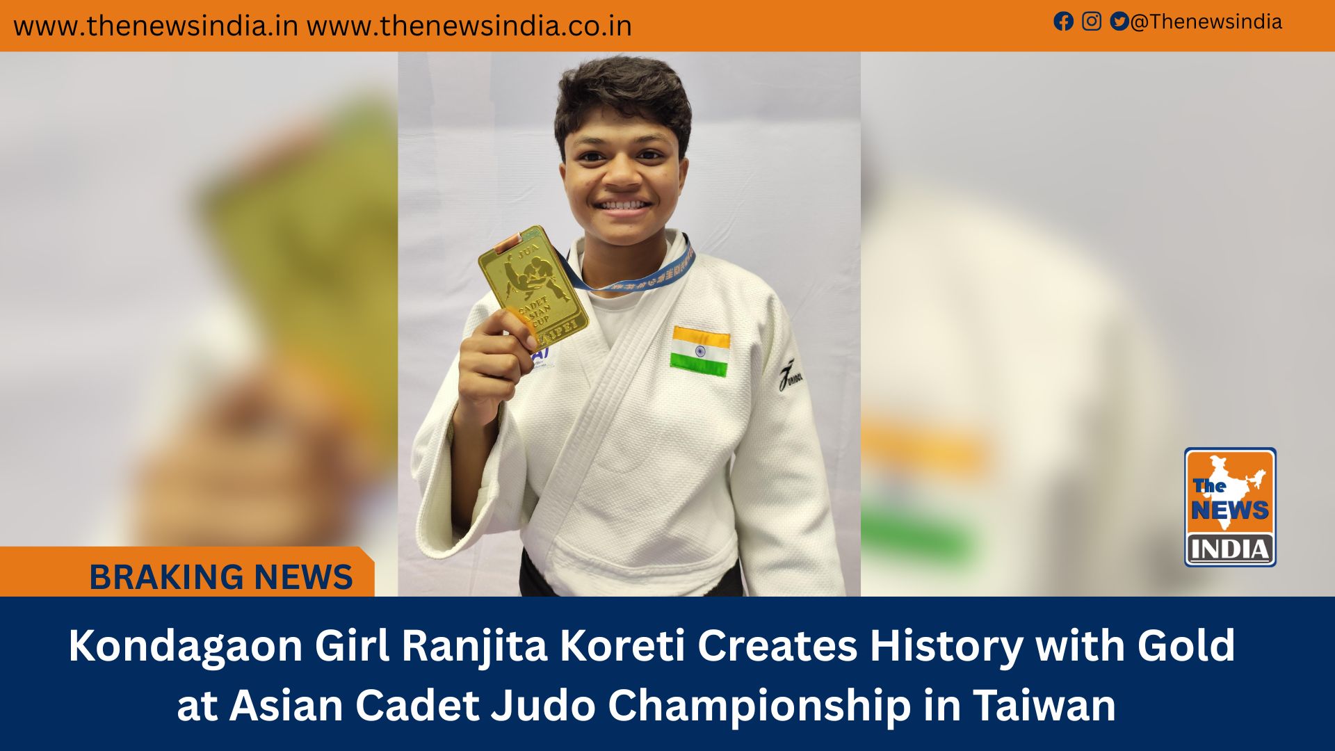  Kondagaon Girl Ranjita Koreti Creates History with Gold at Asian Cadet Judo Championship in Taiwan