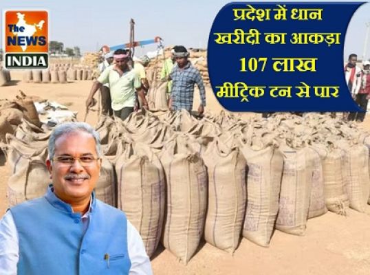 Chhattisgarh's paddy procurement has crossed the figure of 107 lakh metric tonnes