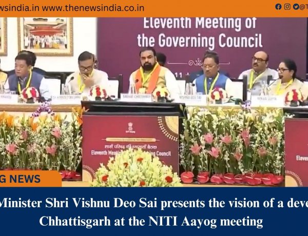 Chief Minister Shri Vishnu Deo Sai presents the vision of a developed Chhattisgarh at the NITI Aayog meeting