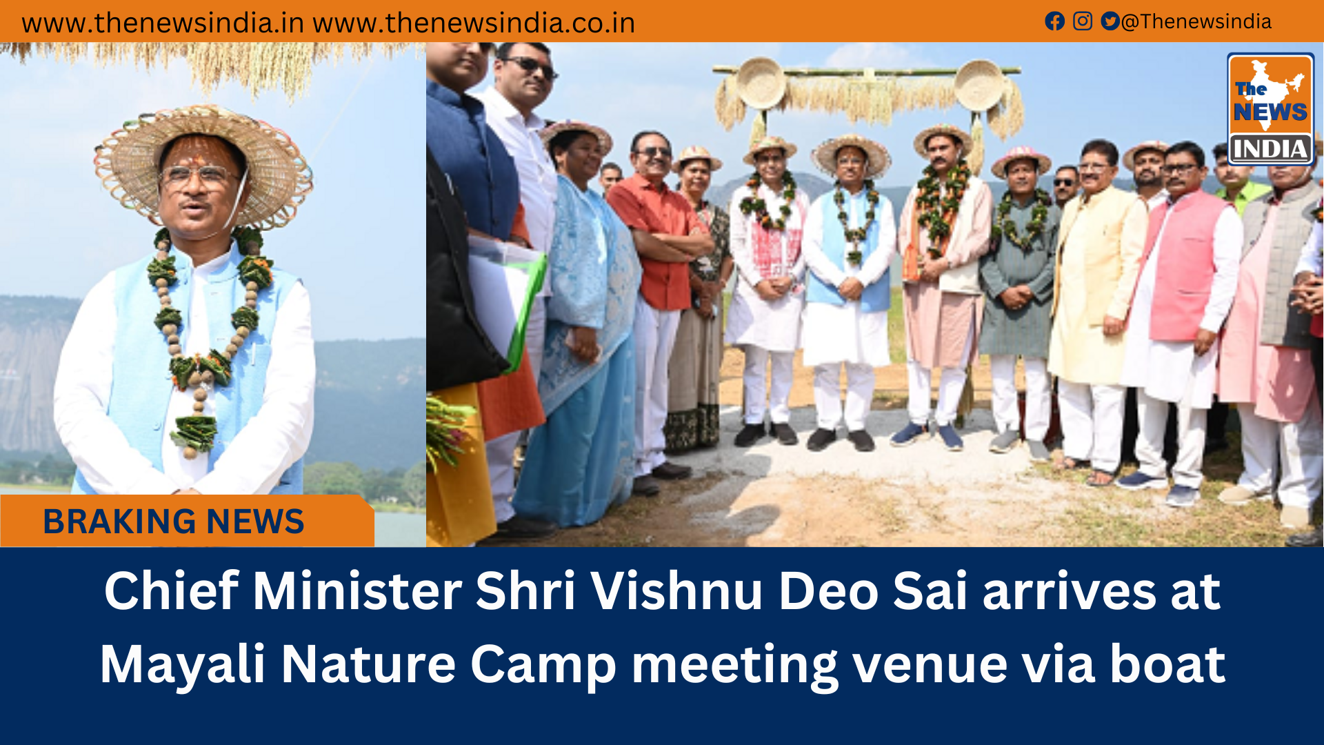 Chief Minister Shri Vishnu Deo Sai arrives at Mayali Nature Camp meeting venue via boat