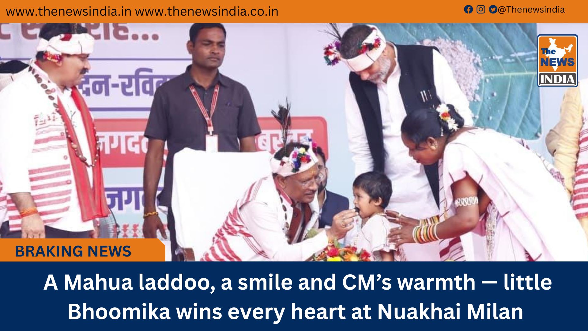  A Mahua laddoo, a smile and CM’s warmth — little Bhoomika wins every heart at Nuakhai Milan