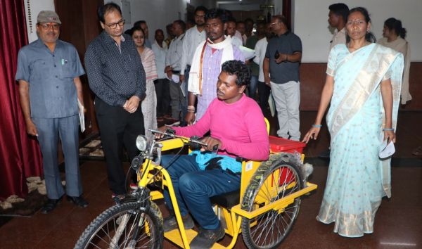 Differently Abled Ram Sunder expressed happiness on receiving a motorized tricycle