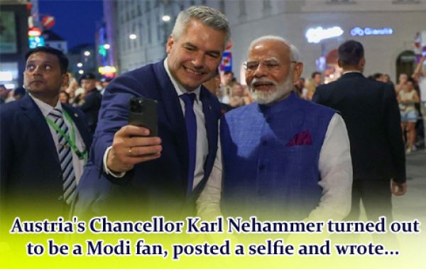  Austria's Chancellor Karl Nehammer turned out to be a Modi fan, posted a selfie and wrote...
